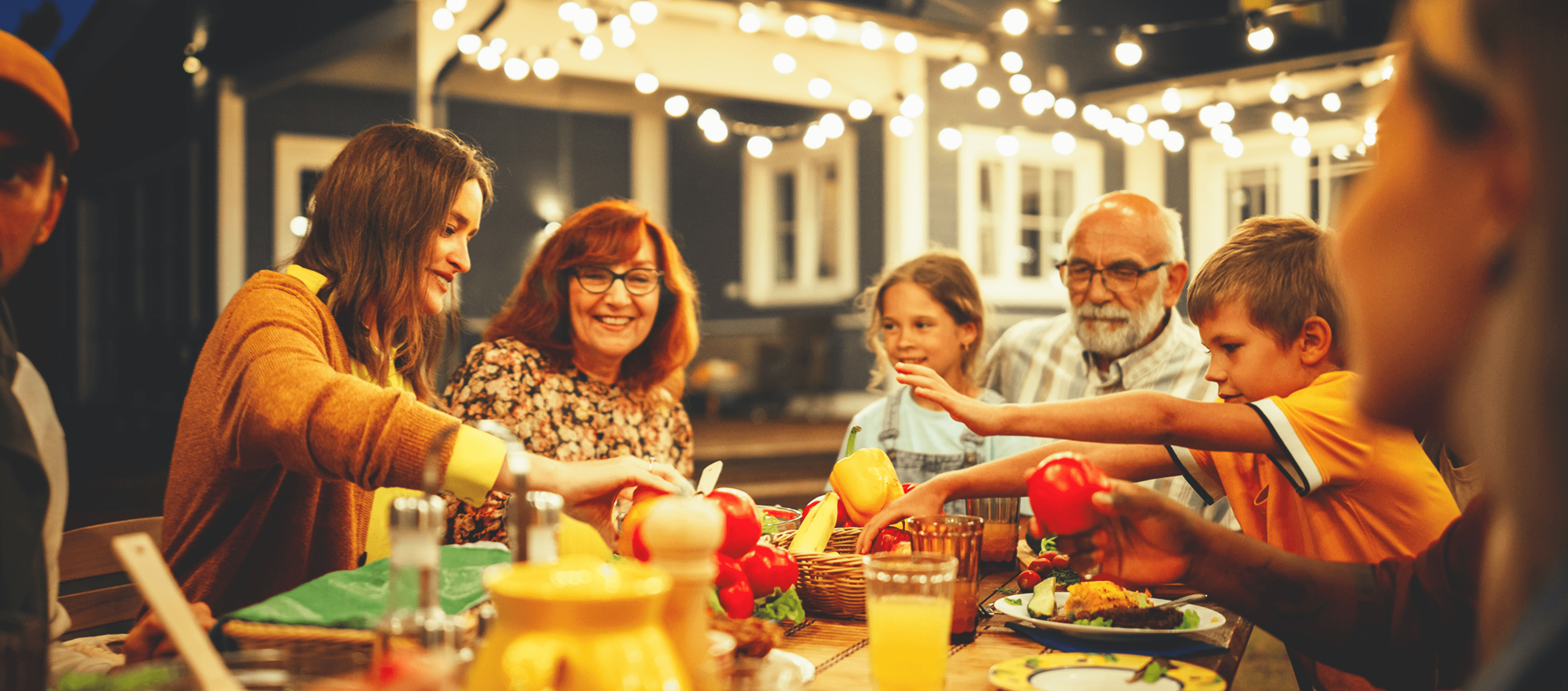 Happy family having a dinner in a warm company of each other